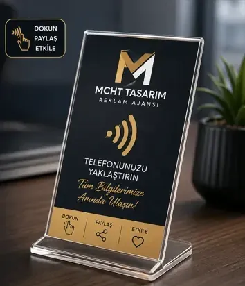 NFC Masaüstü Stand – Dijital Yönlendirmeli